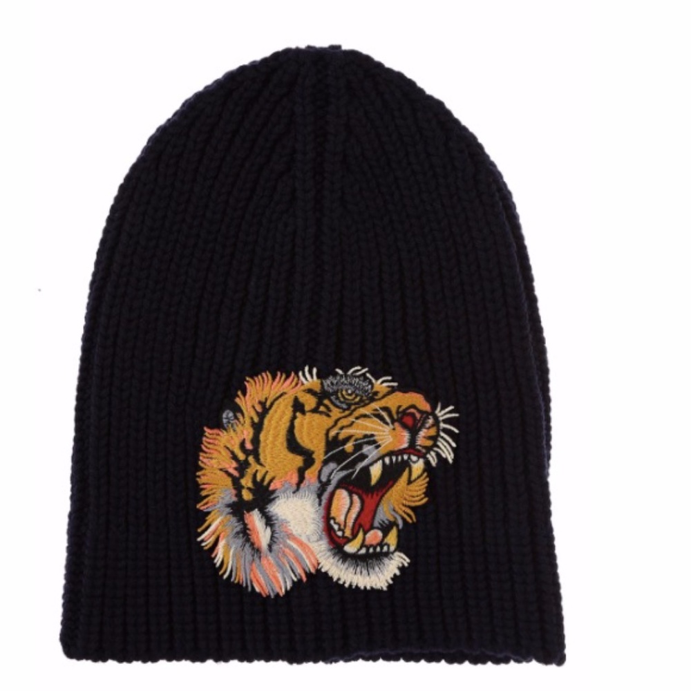 NWT Authentic GUCCI TIGER HEAD-EMBROIDERED Hat M